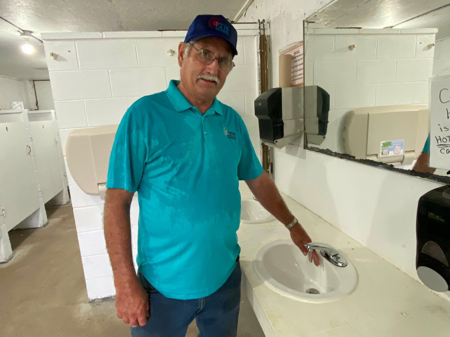 Motion sensors on new sink faucets are one of the upgrades on the Delaware County Fairgrounds.